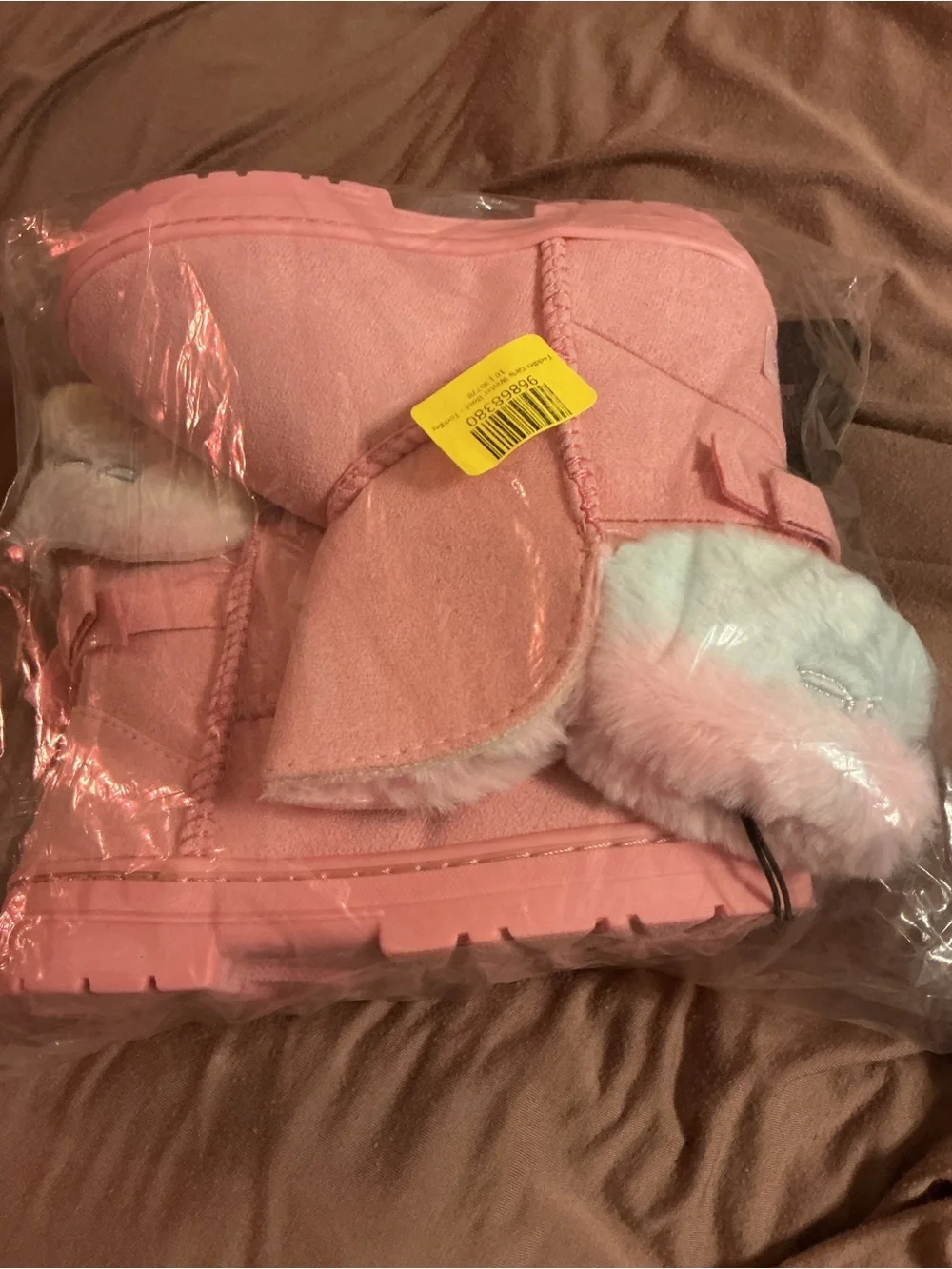 bebe Pink Faux-Suede Girls Plush Lined Boots